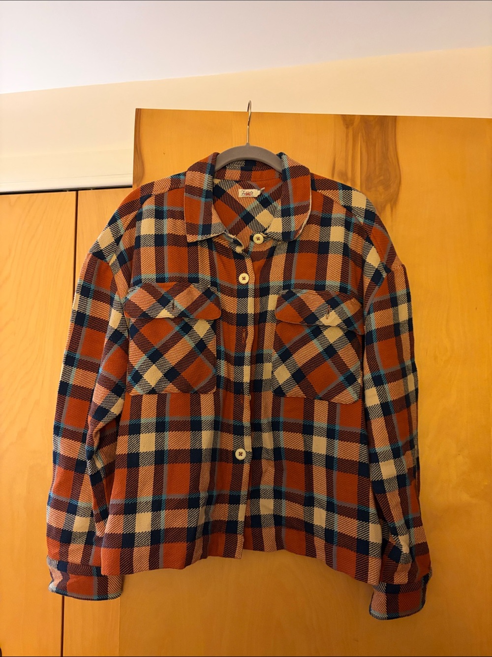 Faherty Rust and Blue Plaid Jean Shacket
